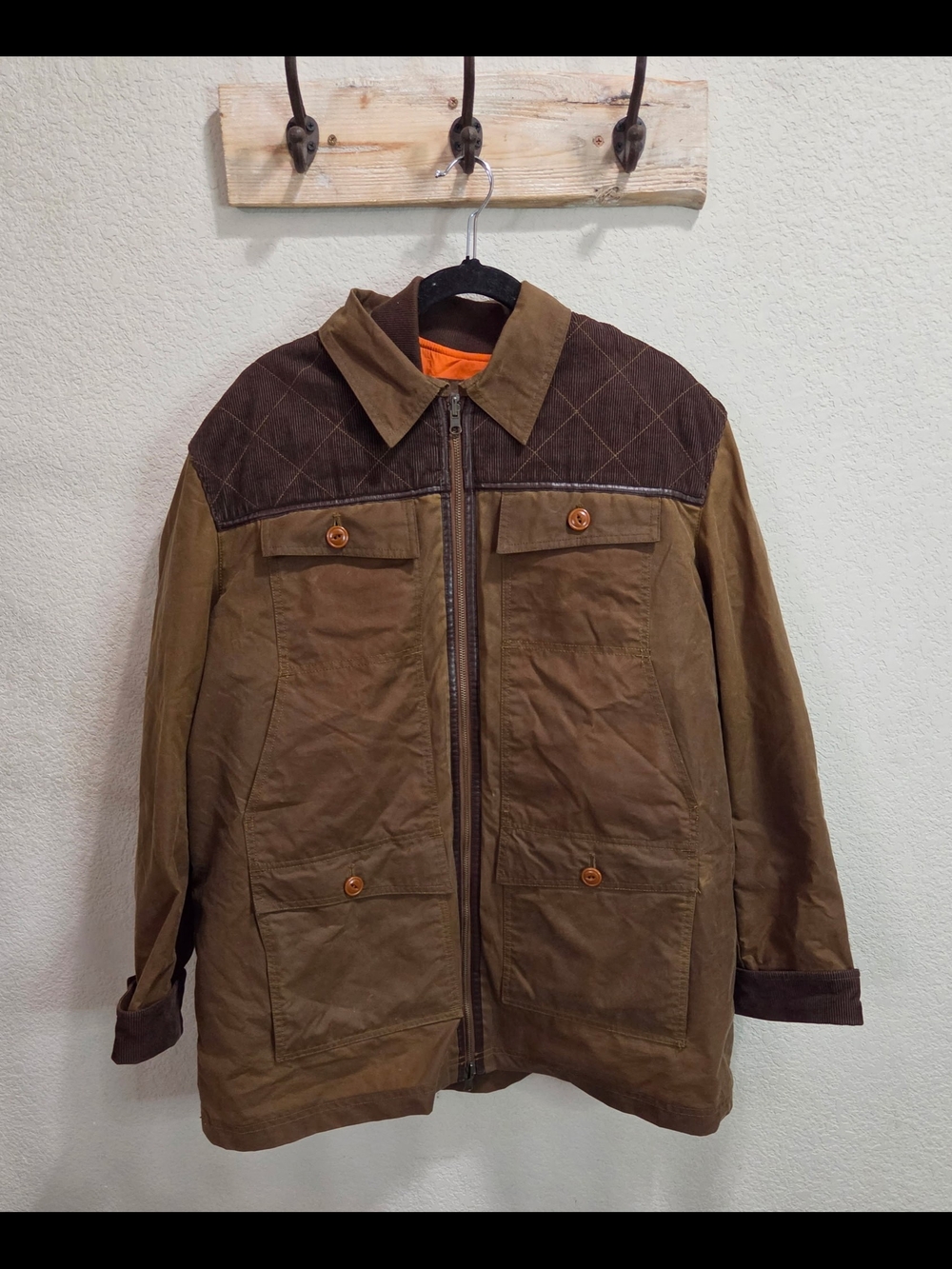 Signature Olive Brown Field Jacket with Dark Brown Quilted Yoke